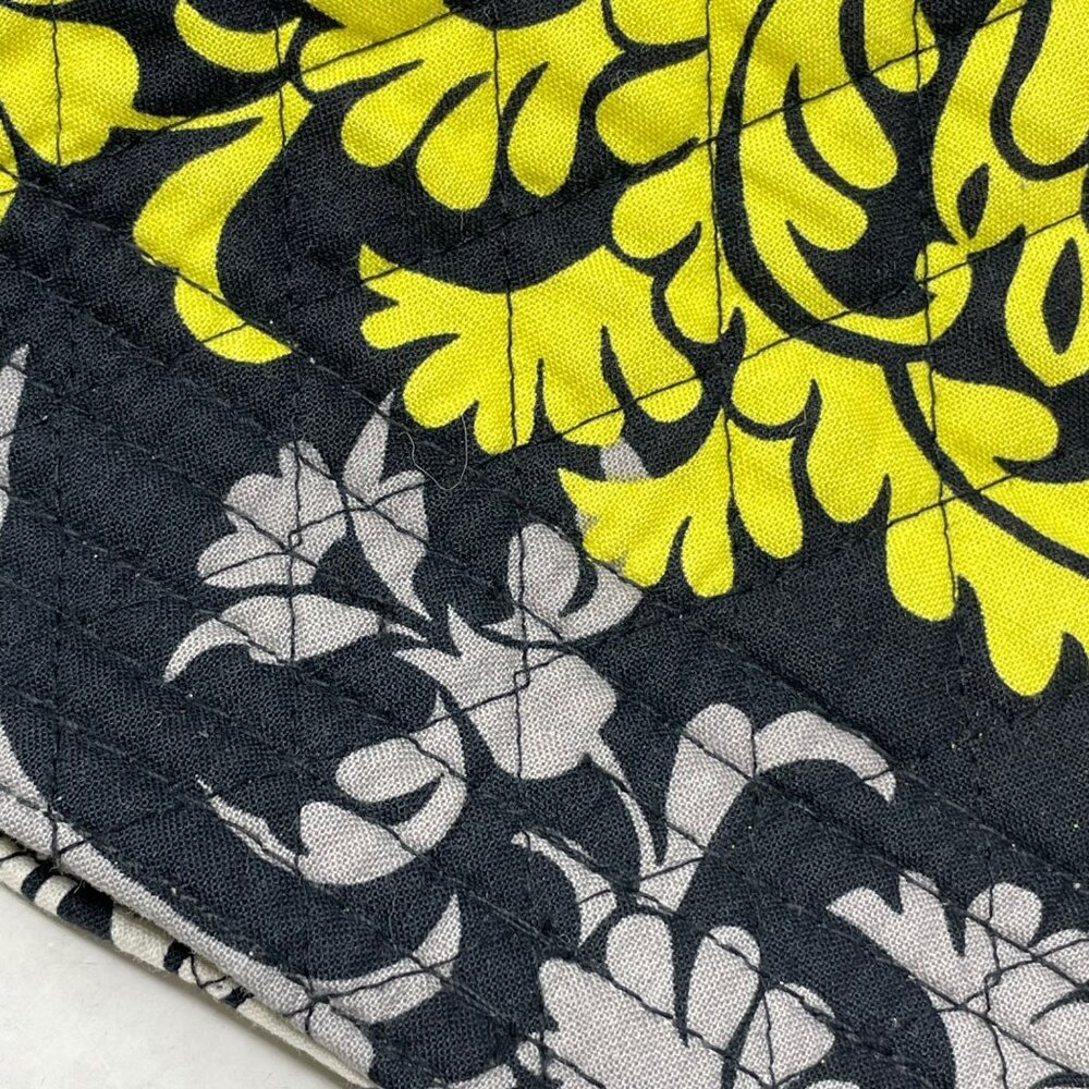 Vera Bradley Tote Baroque Shoulder Bag Black Gray Yellow White Print Medium - Picture 10 of 10